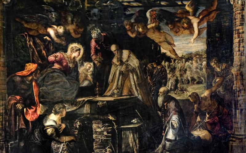 Scuola Grande di San Rocco, quadro del Tintoretto: adorazione dei Magi