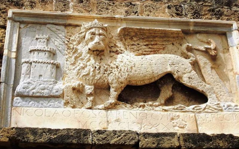 Dettaglio del leone marciano nella fortezza di Famagosta a Cipro 