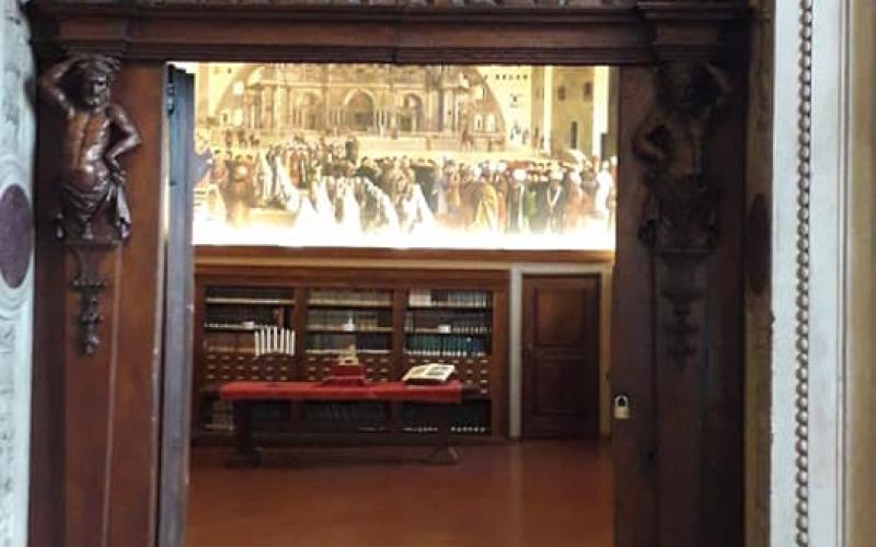 Scuola di San Marco: Porta di ingresso della libreria 